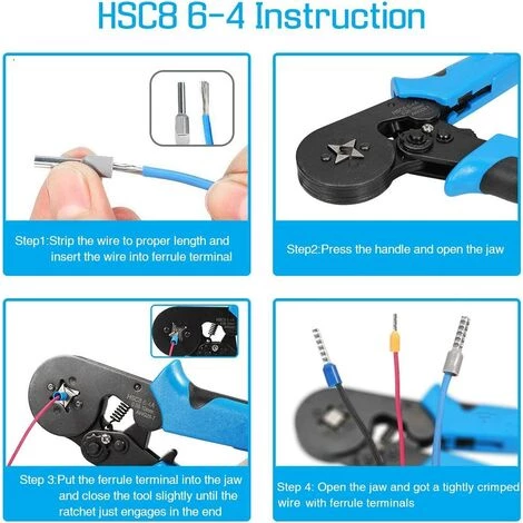 ENLENK HSC8 6-4 0,08-10 Mm² Pince à Sertir Auto-ajustable Pince à Sertir Pince à Dénuder Outil à Sertir Automatique Pour Câble Métallique Isolé Et Non Isolé Cosses à Cliquet – Image 3