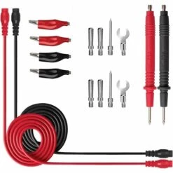 ALMI Kit Pour Multimètre électrique Universel Avec Câbles De Test, Sondes De Test, Aiguilles De Test, Pinces Crocodiles, Fiches Banane Et Connecteurs En U