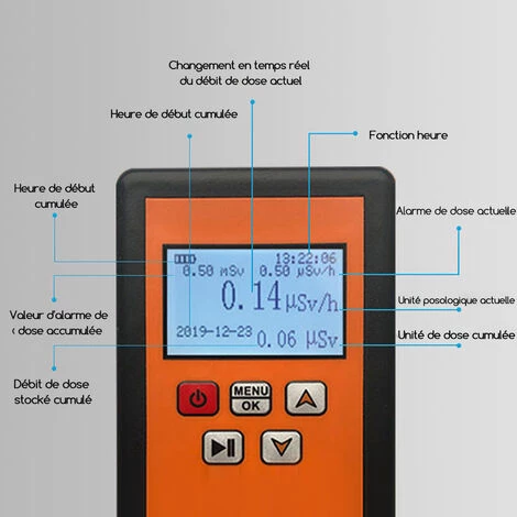 HAPPYSHOPPING Détecteur De Radiations Nucléaires Portable à Main Affichage LCD Testeur D'ionisation De Billes Radioactives Pour La Maison Compteur Geiger Détection Des Rayons Bêta/Y/X, Livré Sans Batterie NR-750 – Image 3