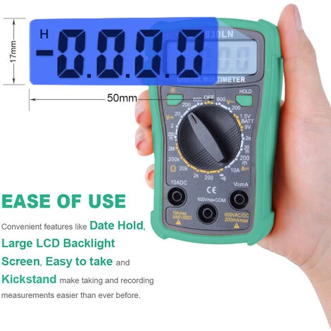 Thsinde Multimetre Ultra-mince Multimetre Numerique Intelligent 830LN Voltmètre CC – Image 3
