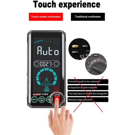 TANCYCO WinAPEX Multimètre Portable Commande Vocale Intelligente Diffusion Multimètre À Écran Tactile 4,4 Pouces TRMS Tension Courant Résistance Diode Capacité Fréquence Mesure De La Température Multimètre Multifonction Avec Lampe De Poche Rétroéclairée – Image 3