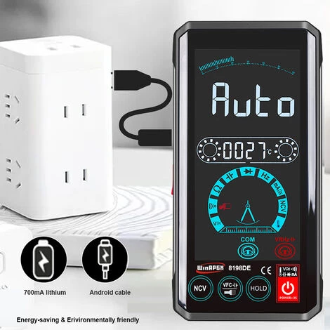 TANCYCO WinAPEX Multimètre Portable Commande Vocale Intelligente Diffusion Multimètre À Écran Tactile 4,4 Pouces TRMS Tension Courant Résistance Diode Capacité Fréquence Mesure De La Température Multimètre Multifonction Avec Lampe De Poche Rétroéclairée – Image 5