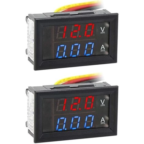 CHANCEY 2 Pcs 0,28"LED Voltmètre Numérique Ampèremètre DC 0-100V 10A, Volt Amp 2in1 Testeur Pour 12V / 24V Multimètre Ampérage Mètre Volt Amp Jauge Panneau,SEMAket