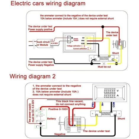 CHANCEY 2 Pcs 0,28"LED Voltmètre Numérique Ampèremètre DC 0-100V 10A, Volt Amp 2in1 Testeur Pour 12V / 24V Multimètre Ampérage Mètre Volt Amp Jauge Panneau,SEMAket – Image 5