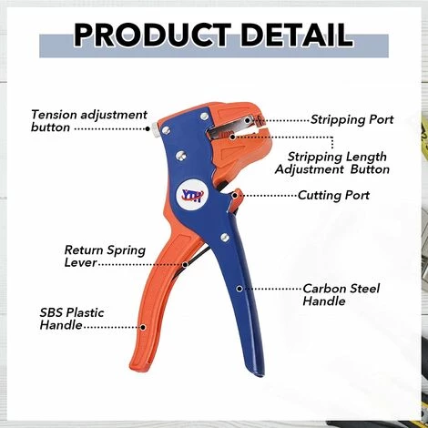 BENOBBY KIDS Pince à Dénuder Automatique Sertisseur Coupeur De Cables Multifonctionnel Outils A Dénuder Aquilin De Fils Outillage A Main Orange Pince Coupe Câble En Bec De Canard (Bleu&Orange) – Image 2