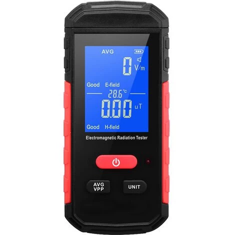 HAPPYSHOPPING Appareil De Mesure Des Rayonnements électromagnétiques Appareil De Mesure Des Rayonnements électromagnétiques à écran Digital Rétro-éclairé Mode Moyenne/crête Fonction Alarme Sonore WT3122 Noir+Rouge (batterie Intégrée)