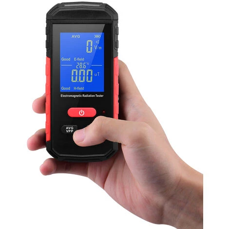 HAPPYSHOPPING Appareil De Mesure Des Rayonnements électromagnétiques Appareil De Mesure Des Rayonnements électromagnétiques à écran Digital Rétro-éclairé Mode Moyenne/crête Fonction Alarme Sonore WT3122 Noir+Rouge (batterie Intégrée) – Image 3