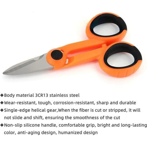 HEGUYEY Ciseaux Coupe-câbles Pour Fibre Optique Cisailles électriques En Acier Inoxydable Ciseaux De Précision Avec Fil De Coupe Fibre Optique – Image 3