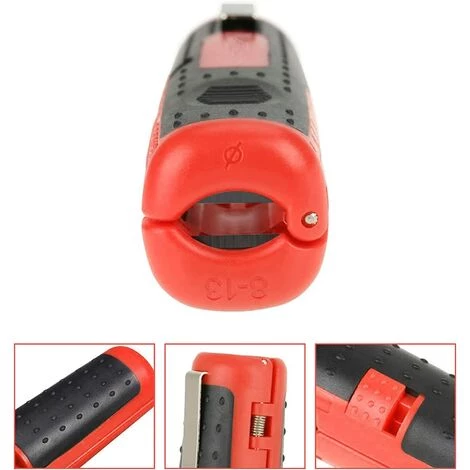 FOZIY Outil Universel à Dégainer, SK5 / RG6 / RG59 Câble Basse Tension, Denudeuse Cable Electrique Pour Câbles Ø 8 Mm - 13 Mm,une Pièce, Rouge,Fonepro – Image 4