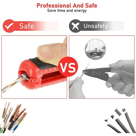 FOZIY Outil Universel à Dégainer, SK5 / RG6 / RG59 Câble Basse Tension, Denudeuse Cable Electrique Pour Câbles Ø 8 Mm - 13 Mm,une Pièce, Rouge,Fonepro – Image 5