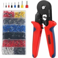 Pince à Sertir Outil De Sertissage Kit AWG23-7/0.25-10mm2 Avec 1200 Cosses De Cables Isolées à Sertir TEENO, Electriques Connecteurs à Sertir Pince électricien Professionnel - Rouge