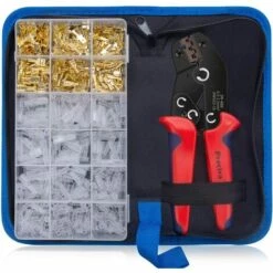 MEZHENG Pince à Sertir, 600 Terminals Sertissage Wire Crimpers Support 0.5-1.5mm2, Pinces Professionnelles Outil à Sertir (Rouge)