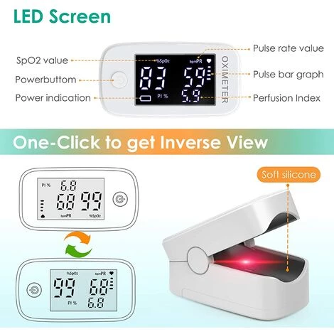 ARC-EN-CIéL Oxymètre De Pouls Professionnel, IDOIT Oxymètre De Doigt Saturometre, Moniteur De Fréquence Cardiaque Avec écran LED D'alarme, Pour Mesurer SpO2, PR Et PI, Arcenciél – Image 3