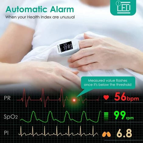 ARC-EN-CIéL Oxymètre De Pouls Professionnel, IDOIT Oxymètre De Doigt Saturometre, Moniteur De Fréquence Cardiaque Avec écran LED D'alarme, Pour Mesurer SpO2, PR Et PI, Arcenciél – Image 4
