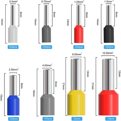 EAUDACè Pince à Sertir Kit, Embout De Cablage Outil De Sertissage Cosse Electriques à Sertir 1250 Cosses 0,5-10mm² Pour Bornes De Outil De Sertissage De Pince Électricien,Outils,Bornes Électriques – Image 2