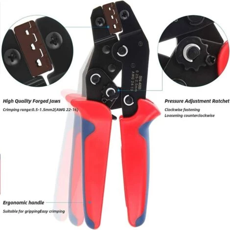 PREMIER Pince A Sertir Cosse Electrique, Pinces à Sertir Avec Poignée Ergonomique Disponible Pour Les Connecteurs De Fils électriques SN-48B – Image 3