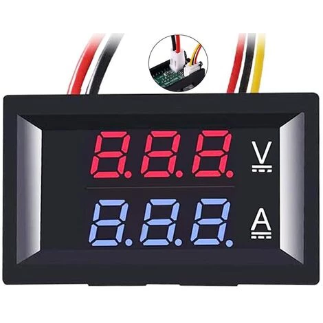 HEGUYEY 3 Pc 0,28 "Ampèremètre Voltmètre LED, Multimètre Numérique Rouge Et Bleu Affichage Testeur De Courant De Tension, DC 0 100V 10A Détecteur Tension Compteur De Courant Panneau Ampère Volt Jauge