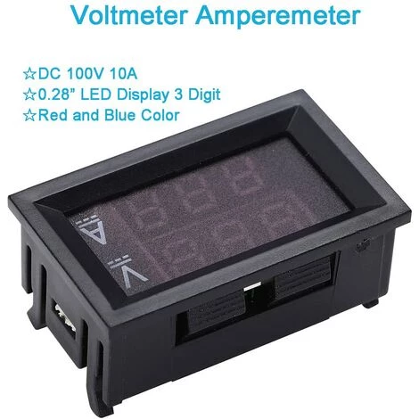 HEGUYEY 3 Pc 0,28 "Ampèremètre Voltmètre LED, Multimètre Numérique Rouge Et Bleu Affichage Testeur De Courant De Tension, DC 0 100V 10A Détecteur Tension Compteur De Courant Panneau Ampère Volt Jauge – Image 2