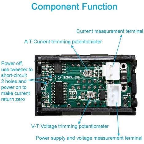 HEGUYEY 3 Pc 0,28 "Ampèremètre Voltmètre LED, Multimètre Numérique Rouge Et Bleu Affichage Testeur De Courant De Tension, DC 0 100V 10A Détecteur Tension Compteur De Courant Panneau Ampère Volt Jauge – Image 5