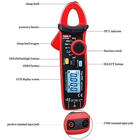 BENOBBY KIDS UT210E True RMS AC/DC Mini Clamp Mètres W/Testeur De Capacitance – Image 3