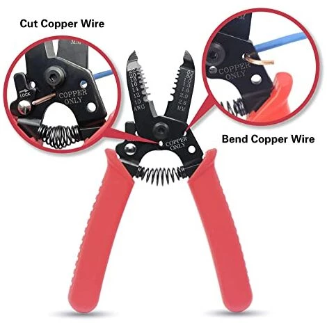 LTS FAFAPince à Dénuder Et Coupe-fil, Pince à Dénuder Pour Fil De Cuivre Dur De 0,6 à 2,6 Mm, Fil Toronné Et Fil Multiconducteur, Longueur 165 Mm, Rouge – Image 4