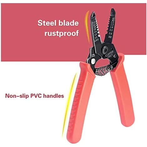 LTS FAFAPince à Dénuder Et Coupe-fil, Pince à Dénuder Pour Fil De Cuivre Dur De 0,6 à 2,6 Mm, Fil Toronné Et Fil Multiconducteur, Longueur 165 Mm, Rouge – Image 5