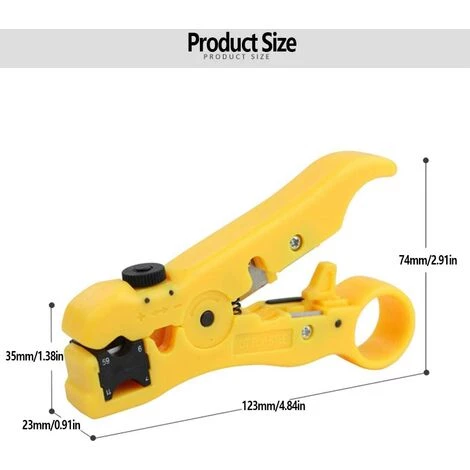 Universel Dénudeur De Câbles ,1 Pcs Outil De Dénudage, Pince à Dénuder Cutter Outil, Coaxiaux RG 59/6/7/11 Cat5/6 Pince à Dénuder UTP Coaxial Coax Câble, Pour Câbles Coaxiaux Et De Données 125 Mm,jaune 56Vingt – Image 3