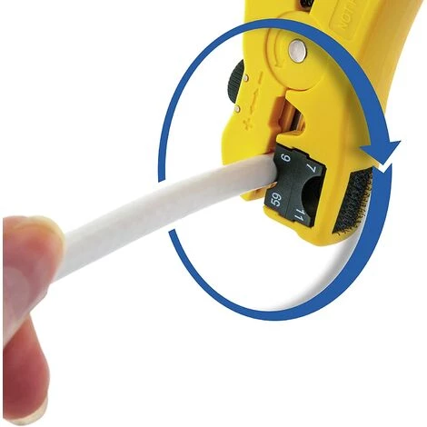 Universel Dénudeur De Câbles ,1 Pcs Outil De Dénudage, Pince à Dénuder Cutter Outil, Coaxiaux RG 59/6/7/11 Cat5/6 Pince à Dénuder UTP Coaxial Coax Câble, Pour Câbles Coaxiaux Et De Données 125 Mm,jaune 56Vingt – Image 5