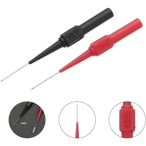 OSQI 8 Pièces Sondes De Test De Multimètre Avec Embout Pointu En Acier Inoxydable 0,7 X 20mm Aiguille De Perçage D’Isolement Pour Multimètres Laboratoires Électriciens Professionals - Noir Et Rouge – Image 2