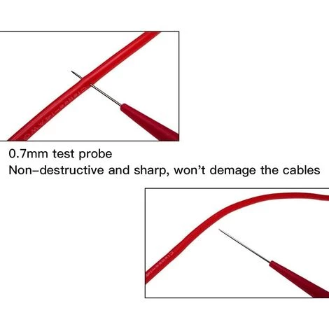 OSQI 8 Pièces Sondes De Test De Multimètre Avec Pointe Pointue En Acier Inoxydable 0,7 X 20 Mm Aiguille De Perçage D'Isolation Pour Multimètres Laboratoires Électriciens Professionnels - Noir Et Rouge – Image 5