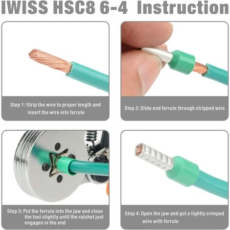 OSQI Outils De Sertissage De Virole Bootlace, Utilisés Pour Les Viroles De Câble à Manchons D'extrémité De 0,25 à 10,0 Mm², Sertisseuse De Fil à Cliquet Auto-réglable - Type De Sertissage Carré – Image 5