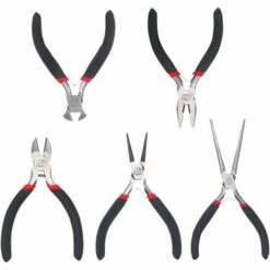 BAICCCF Pince Et Tenaille Ensemble De 5 Mini-pinces Outils à Main Professionnels Comprend Une Pince à Bec Effilé Pince De Poseur De Ligne Pince à Bec Rond Pince Coupante Diagonale