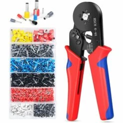 BAICCCF Pince Et Tenaille Kit D'outils De Sertissage De Virole Avec Kit De Bornes De Viroles De Fil 1250 Pièces, Pince à Sertir Auto-ajustable, Pince à Sertir De Virole Pour AWG 23–7 (0,25-10 Mm2)