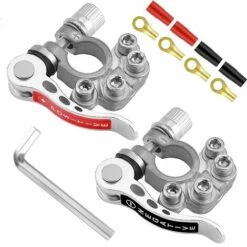 MONLY Connecteurs De Borne De Batterie Bornes De Batterie De Poteau Supérieur De Voiture Connecteurs De Pince De Câble De Fil SAE/JIS A Type Positif Et Négatif Pour Voitures, Les Camions, Les Bus