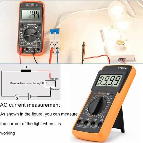 KAEJYIUT Multimètre Numérique Portatif à Affichage LCD, True RMS, Courant AC Et DC, Voltmètre, Testeur De Transistor, Ohm, Diode De Condensateur – Image 4