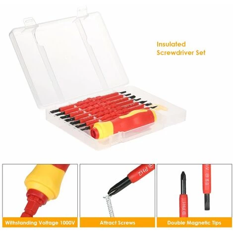 LIFCAUSAL Jeu De Tournevis Isolés Interchangeables 7 En 1 500V Avec Phillips Magnétique Et Embouts à Fente Kit D'outils De Réparation D'électricien – Image 2