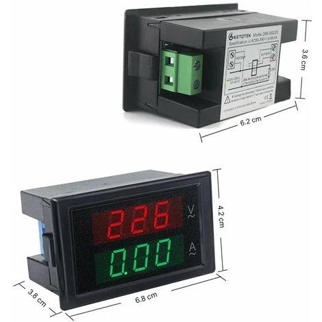 QERSTA Voltmètre Ampèremètre Numérique AC 80-300V 0-100A Multimètre 2 En 1 Avec Transformateur De Courant – Image 4