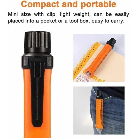 GALOZZOIT Multimètre, Ohmmètre Et Ampèremètre- Lampe De Poche Pour Stylo Testeur De Tension Sans Contact, Stylo Détecteur De Tension Alternative électrique, Batterie De Poche Compacte électrique 12-1000V Testeur De Tension Multimètre Inductif Avec Alarme Sonore Ave – Image 5