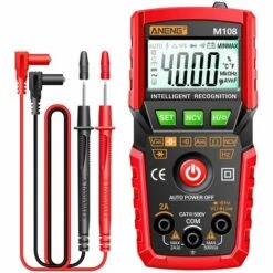LIFCAUSAL ANENG M108 Multimetro Digitale Intelligente Auto Range 4000 Conti NCV Misuratore Multifunzione Palmare Voltmetro Amperometro Con Retroilluminazione Torcia AC/DC Tensione E Resistenza Di Corrente Rosso