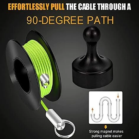 AOUGO Extracteur De Fil Magnétique, Extracteur De Câble Magnétique, Outils De Pêche De Câble électrique à Travers Le Mur, Système De Tirage De Fil Pour La Maison Et L'extérieur – Image 3