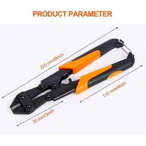 ENLENK Coupe-câble 200 Mm Coupe-boulons, Treillis Métallique, Ciseaux à Ressort Avec Poignée Confortable En Caoutchouc Souple, Poignée Ergonomique En Caoutchouc (1 Paquet) – Image 2