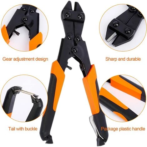 ENLENK Coupe-câble 200 Mm Coupe-boulons, Treillis Métallique, Ciseaux à Ressort Avec Poignée Confortable En Caoutchouc Souple, Poignée Ergonomique En Caoutchouc (1 Paquet) – Image 3