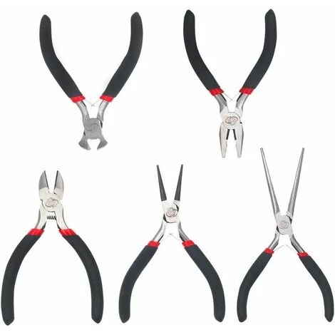 GRID COOL Pince Et Tenaille Ensemble De 5 Mini-pinces Outils à Main Professionnels Comprend Une Pince à Bec Effilé Pince De Poseur De Ligne Pince à Bec Rond Pince Coupante Diagonale
