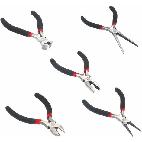 GRID COOL Pince Et Tenaille Ensemble De 5 Mini-pinces Outils à Main Professionnels Comprend Une Pince à Bec Effilé Pince De Poseur De Ligne Pince à Bec Rond Pince Coupante Diagonale – Image 2