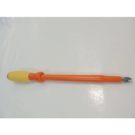 Tournevis Cruciforme Phillips 10x200mm Isolé 1000V Manche Bi-matière Lame Acier Chromé Empreinte PH4 DERANCOURT CRU10X200B – Image 2