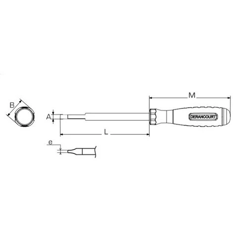 Tournevis Plat 8x200mm Isolé 1000V Lame Acier Chromé Manche Bi-matière Electricien Pour Vis Tête Fendue DERANCOURT TB8X200B – Image 3